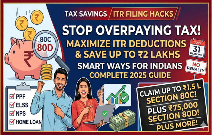 Tax saving tips India 2025 with 80C and 80D deductions and ITR filing guide